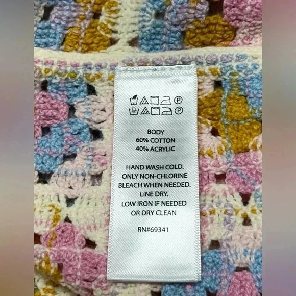 House of Harlow 1960 OS Knitted Crocheted Pastel Coastal Granny Square Vest - Picture 4 of 6